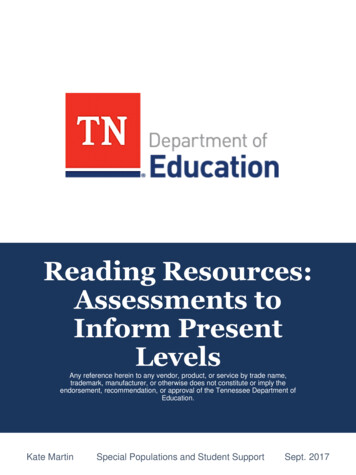 Reading Resources: Assessments To Inform Present Levels