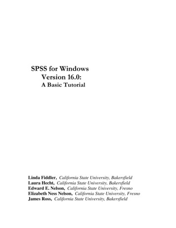 SPSS For Windows Version 16.0 - SSRIC SSRIC