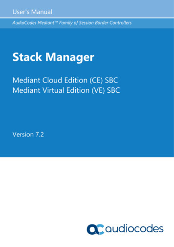 Stack Manager For Mediant VE-CE SBC User's Manual Ver. 7