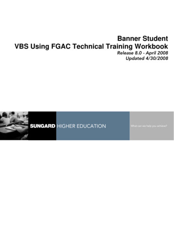 Banner Student VBS Using FGAC Technical Training Workbook