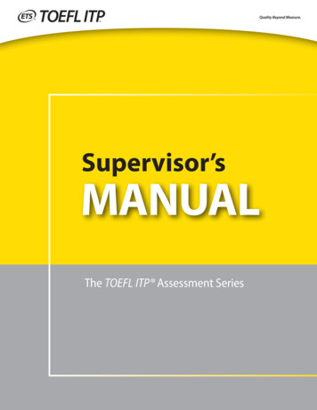 TOEFL ITP Supervisor's Manual - Educational Testing Service