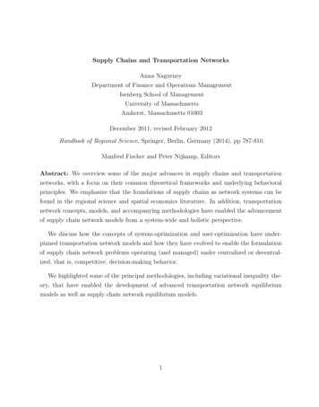 Supply Chains And Transportation Networks - UMass