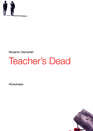 Benjamin Zephaniah Teacher’s Dead