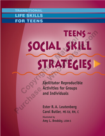 Introduction TRANSITIONAL LIFE SKILLS FOR TEENS Teens .
