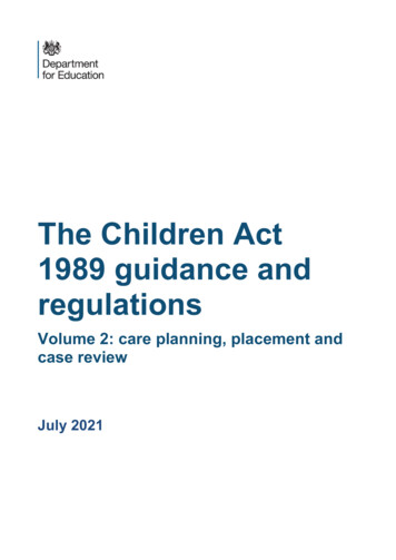 The Children Act 1989 Guidance And Regulations - GOV.UK