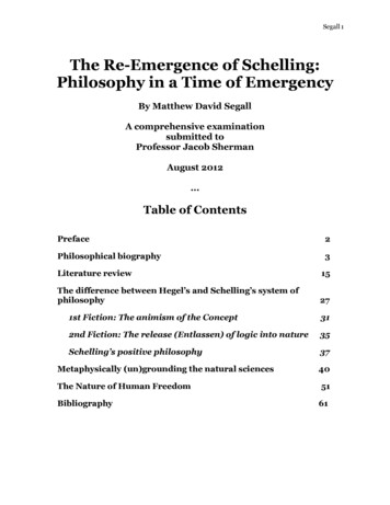 The Re-Emergence Of Schelling Philosophy In A Time Of .