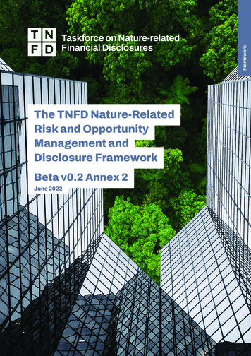 The TNFD Nature-Related Risk And Opportunity Management And Disclosure .