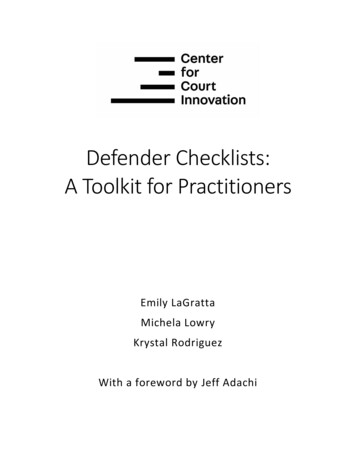 Defender Checklists: A Toolkit For Practitioners