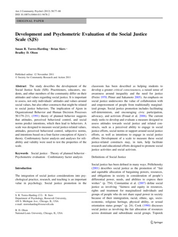 Development And Psychometric Evaluation Of The Social Justice Scale (SJS)