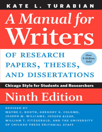 9th Edition Dissertations A Manual For Writers Of Research .