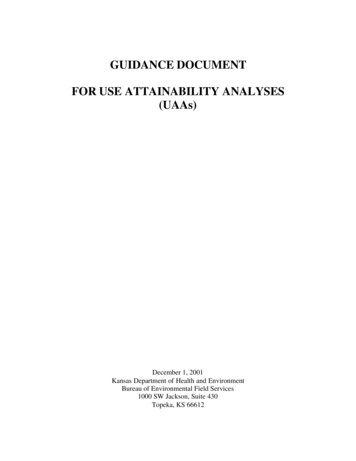 GUIDANCE DOCUMENT FOR USE ATTAINABILITY ANALYSES 