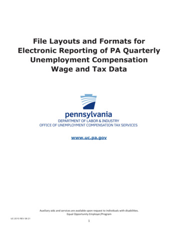 File Layouts And Formats For Electronic Reporting Of PA .
