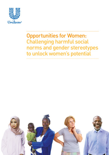 Opportunities For Women: Challenging Harmful Social Norms .