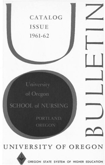 CATALOG ISSUE - University Of Oregon