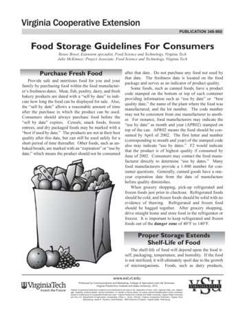 PUBLICATION 348-960 Food Storage Guidelines For Consumers
