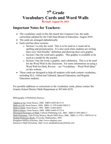 Th Grade Vocabulary Cards And Word Walls