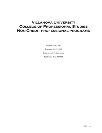 Villanova University College Of Professional Studies Non-Credit .