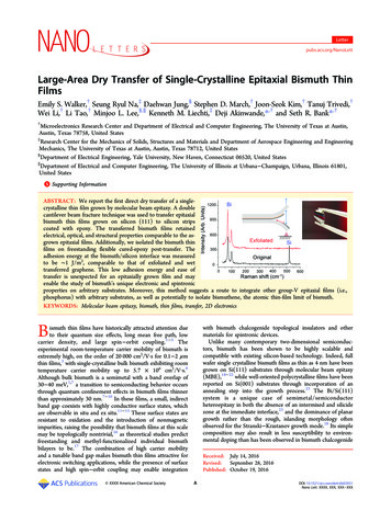 Large-Area Dry Transfer Of Single-Crystalline Epitaxial Bismuth Thin Films