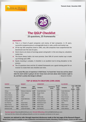 The QGLP Checklist - Wealth Creation Study