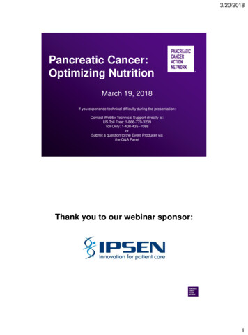 Pancreatic Cancer: Optimizing Nutrition