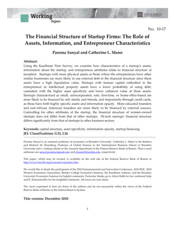 The Financial Structure Of Startup Firms: The Role Of Assets .