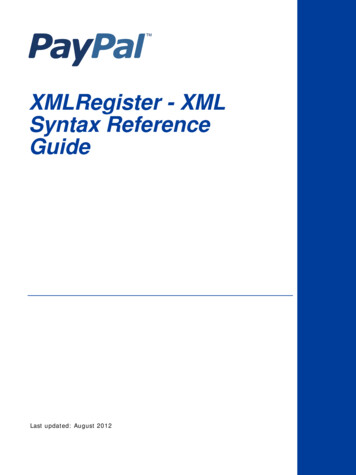 XMLRegister - XML Syntax Reference Guide