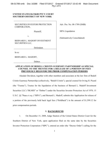 UNITED STATES BANKRUPTCY COURT - Madofftrustee 