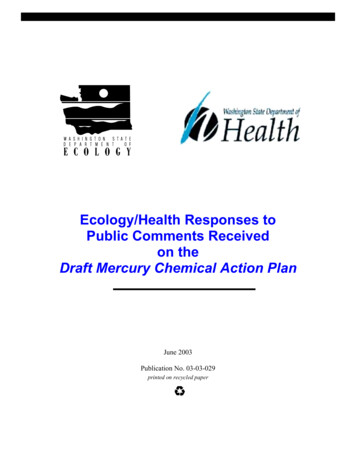 Ecology/Health Responses To Public Comments Received On The Draft . - Wa