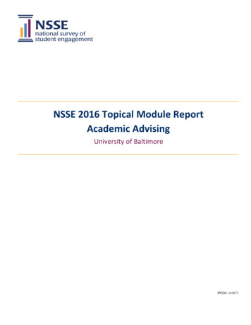 NSSE Topical Module - Academic Advising (UB 2016) - University Of Baltimore