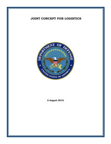 JOINT CONCEPT FOR LOGISTICS - Joint Chiefs Of Staff