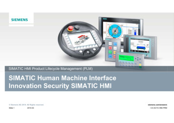 SIMATIC HMI Product Lifecycle Management (PLM) SIMATIC Human Machine .
