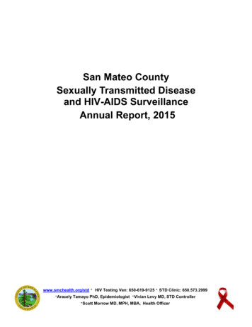 San Mateo County Sexually Transmitted Disease And HIV AIDS Surveillance .