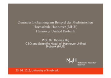 Zentrales Biobanking Am Beispiel Der Medizinischen Hochschule Hannover .