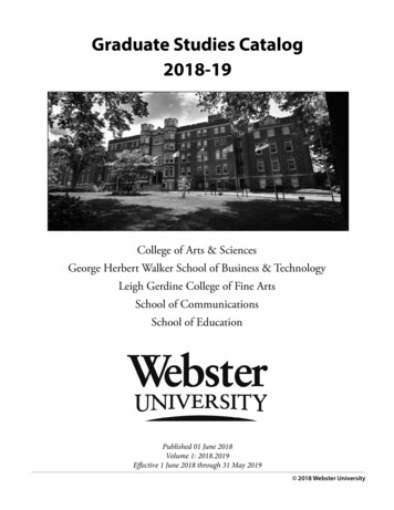 Graduate Studies Catalog 2018-19 - Webster University