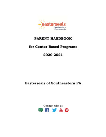 PARENT HANDBOOK For Center-Based Programs 2020-2021 Easterseals Of .