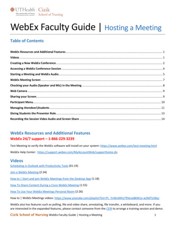 WebEx Faculty Guide Hosting A Meeting - UTH