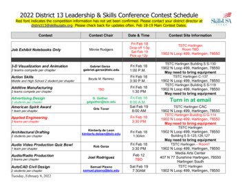 2022 District 13 Leadership & Skills Conference Contest Schedule
