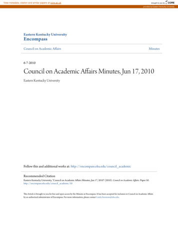 Council On Academic Affairs Minutes, Jun 17, 2010 - CORE