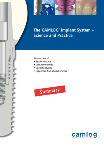 The CAMLOG Implant System - Science And Practice