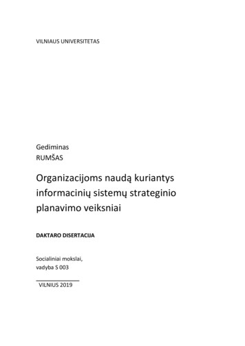 Organizacijoms Naudą Kuriantys - Vilniaus Universitetas
