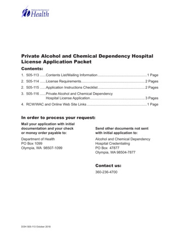 Private Alcohol And Chemical Dependency Hospital License Application