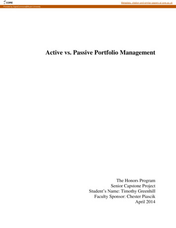 Active Vs. Passive Portfolio Management - CORE
