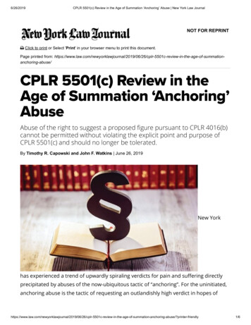 6/26/2019 CPLR 5501(c) Review In The Age Of Summation 'Anchoring' Abuse .