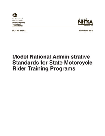 Model National Administrative Standards For State Motorcycle Rider .