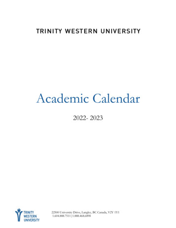 Academic Calendar - Trinity Western University
