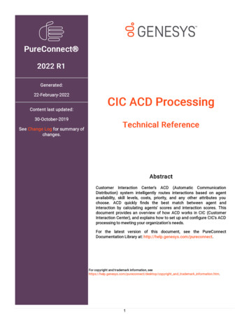 CIC ACD Processing Technical Reference - Genesys