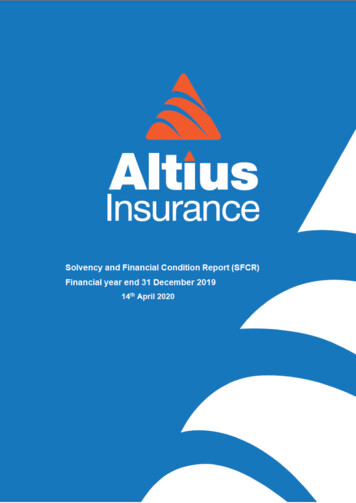 Solvency And Financial Condition Report - Altius Insurance