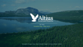 TSX: ALS Investor Day - May 2021 - Altius