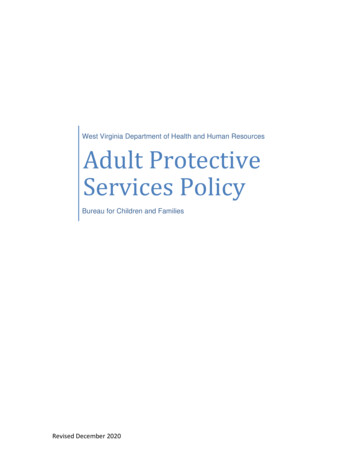 Adult Protective Services Policy - West Virginia