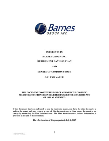 Interests In Barnes Group Inc. Retirement Savings Plan And Shares Of .